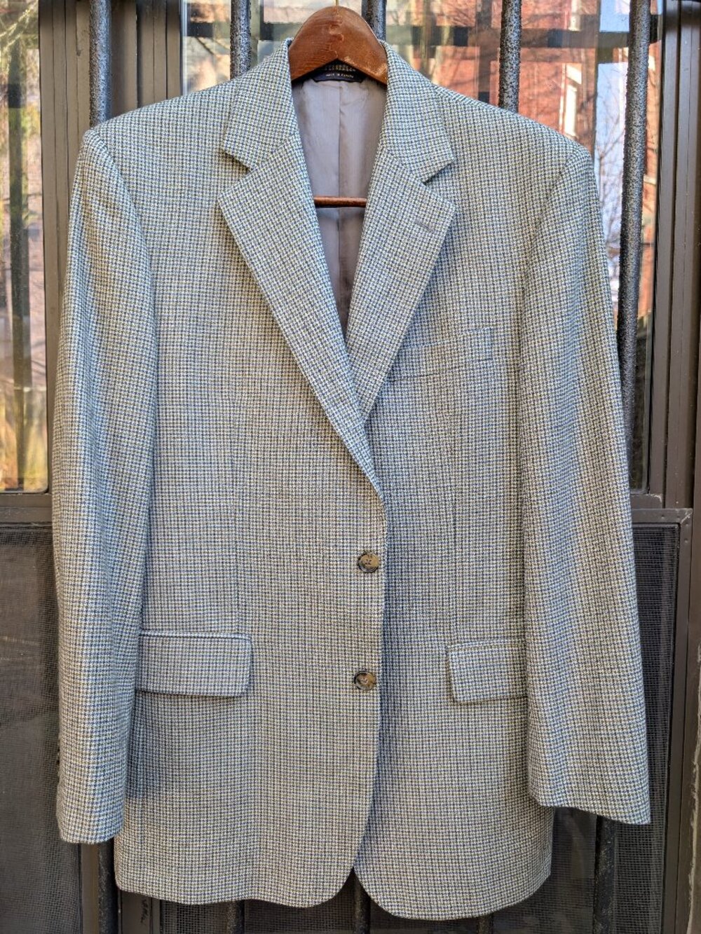 Brooks Brothers Men's 39R 100% Wool Gray Houndstooth Sport Coat Jacket